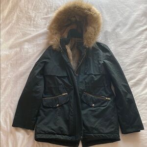 Zara Dark Green with Faux Fur Hood Size S